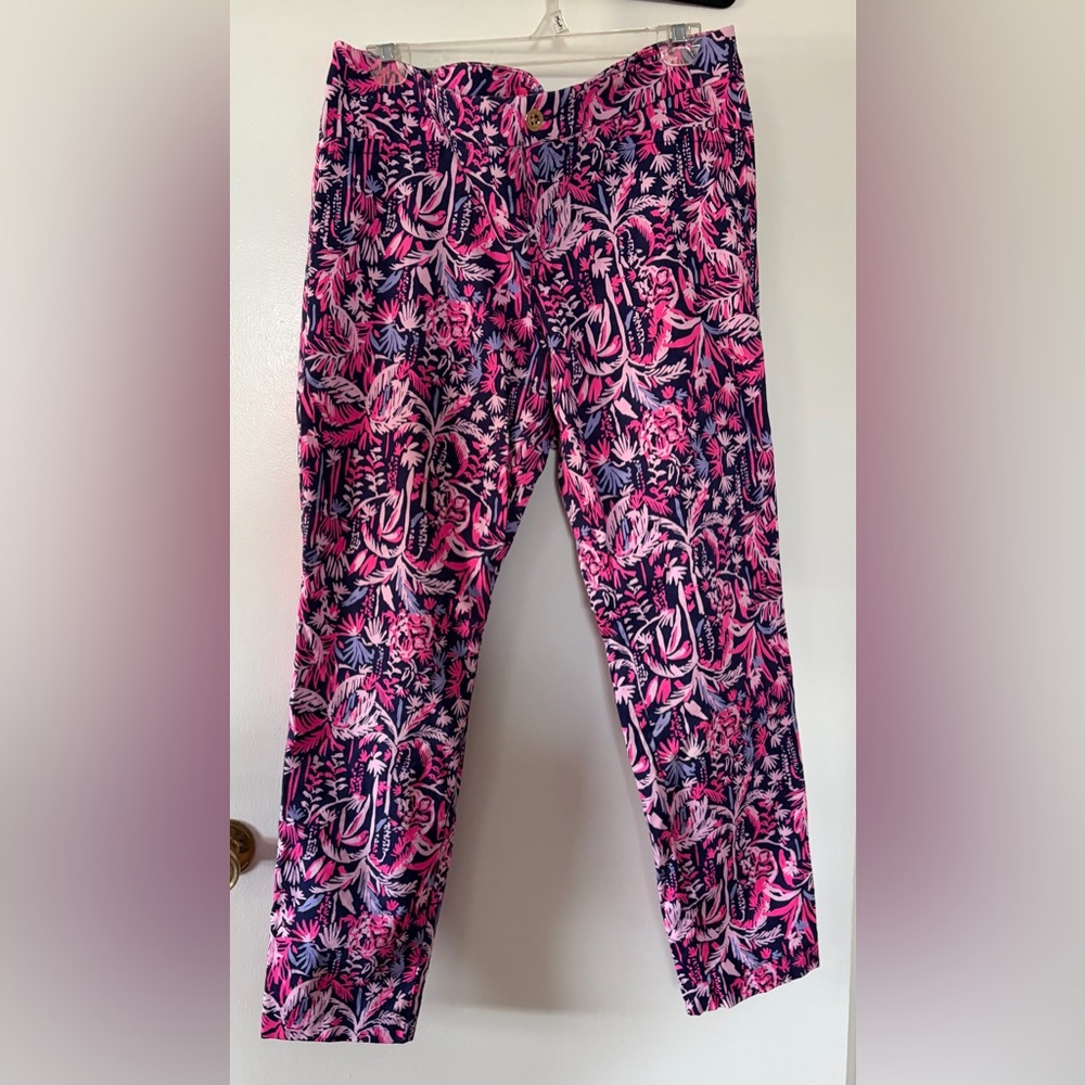 Lilly Pulitzer Pink & Navy Floral Print Pants